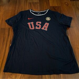 Nike Navy Tee with White Stripe Collar